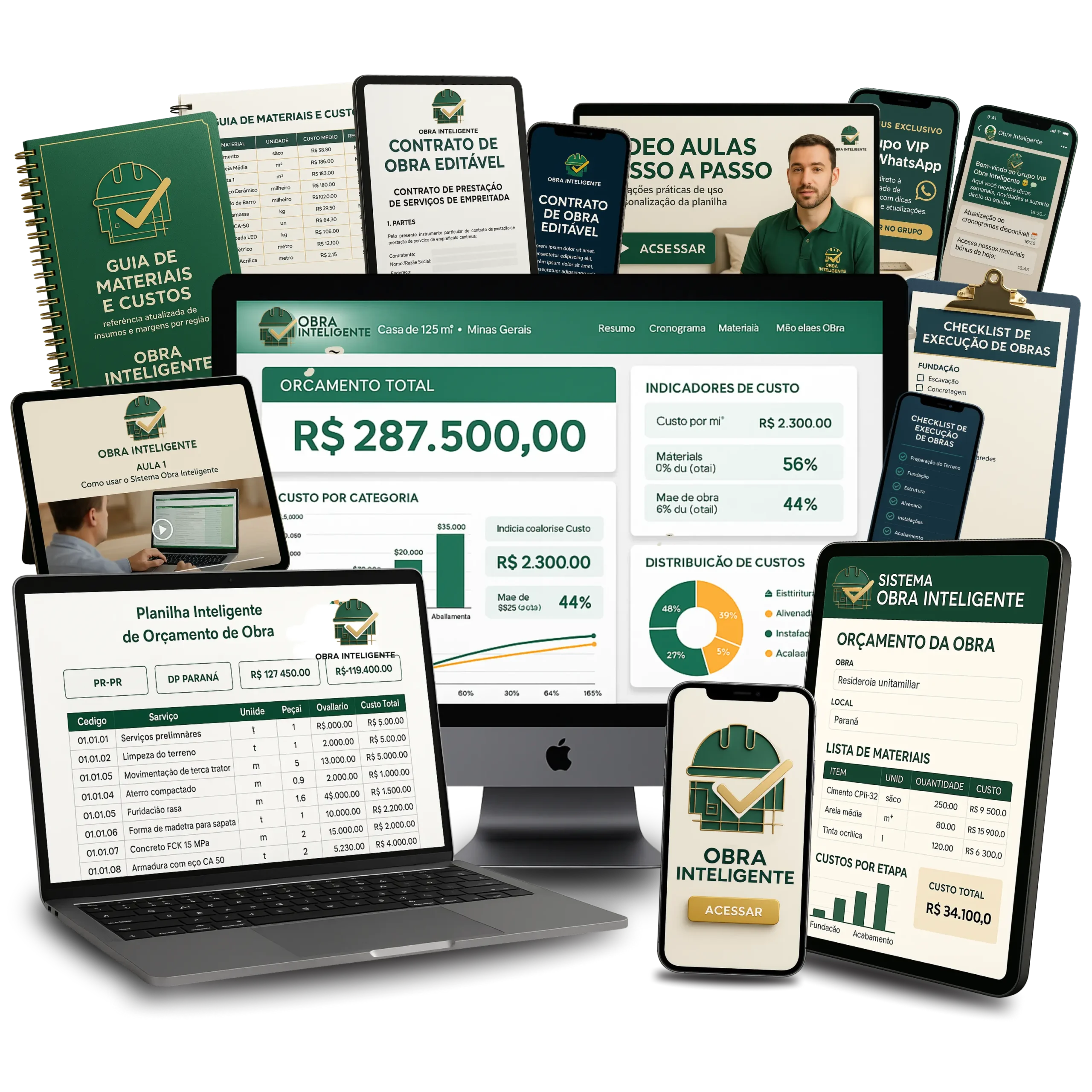 Mockup do Sistema Obra Inteligente™ mostrando a oferta completa